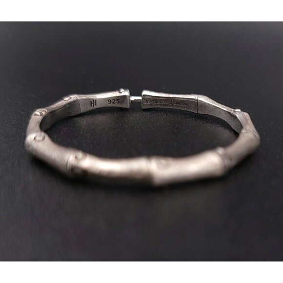 John Hardy Sterling Silver Satin Bamboo Hoop Earrings 1.25" - Picture 7 of 10